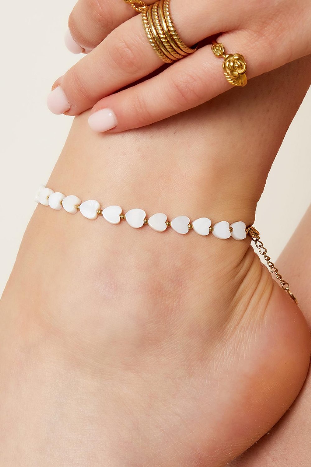 Heart anklet - Beach collection White Gold Color Sea Shells h5Picture4